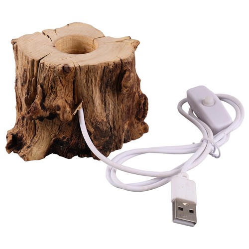 Office Tree Stump Lamp Led Base Crystal Sphere Holder Wooden for Lighted
