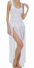 Flirtzy Soft Lace Sheer Fabric Gown Babydoll Chemise Lingerie Sleepwear