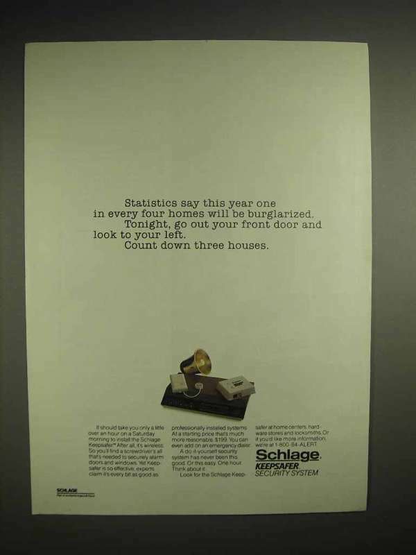1988 Schlage Keepsafer Security System Ad
