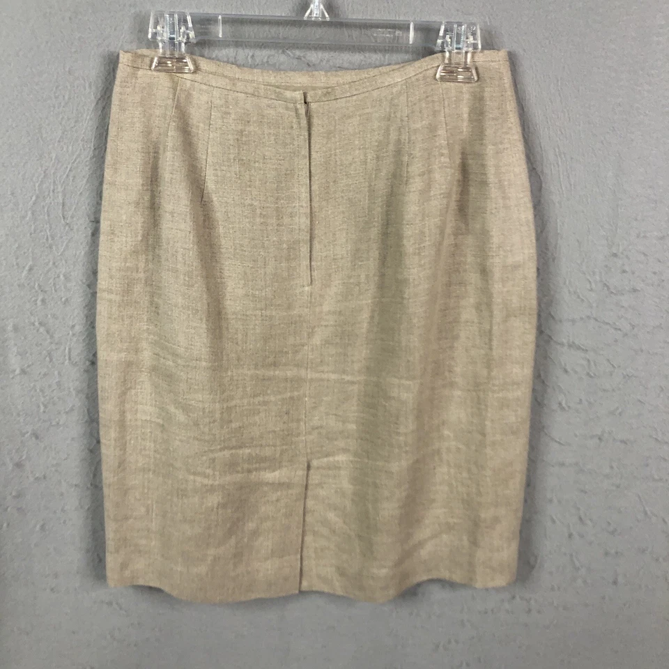 Falda de lino para mujer 8 bronceado clásico carrera neutro minimalista lápiz verano Foto 2 de 4