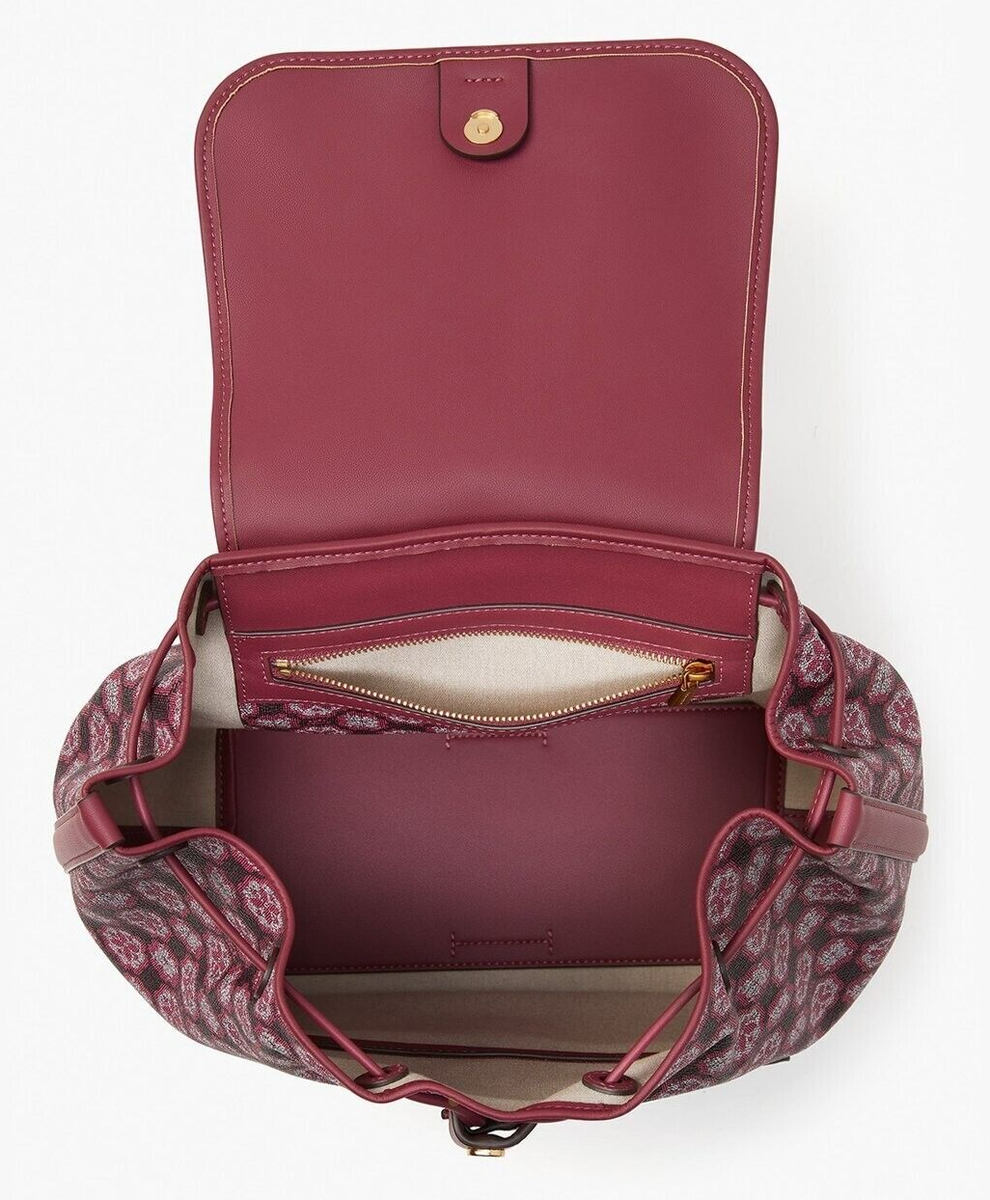 Kate Spade Flower Monogram Mia Flap Backpack NWT Garnet Rose  display picture 1