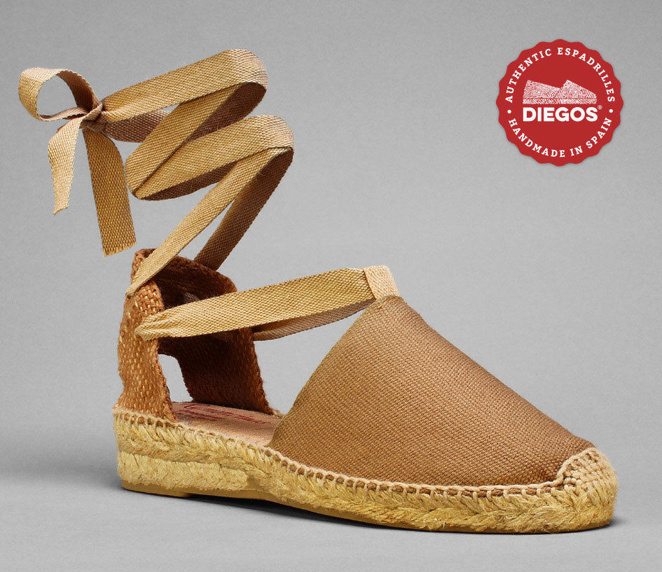 Alpargatas con cordones Diegos® Original Españolas Hechas a Mano Marrón Claro Lola