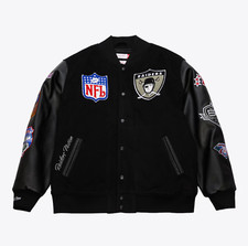 Oakland Raiders Mitchell Ness Blackout Vintage Full-Snap Varsity Jacket- Blk