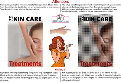Skin Care 06 Perforated Mesh See-Through Vinyl Window Sign Treatments Vertical