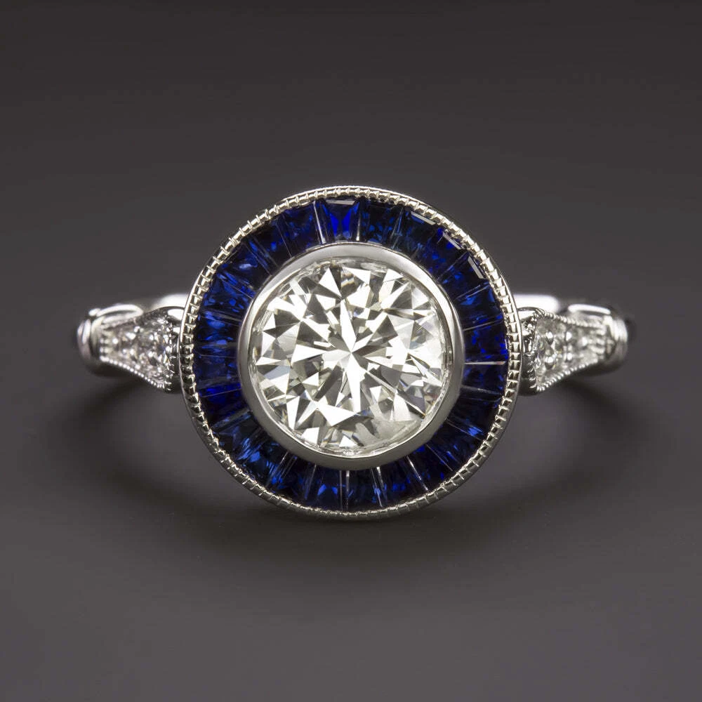 Vintage diamond and sapphire engagement rings deals