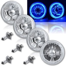 5-34 Blue Led Halo Halogen Light H4 Bulb Headlight Angel Eye Crystal Clear Set 5-34 Blue Led Halo Halogen Light H4 Bulb Headlight Angel Eye Crystal Clear Set