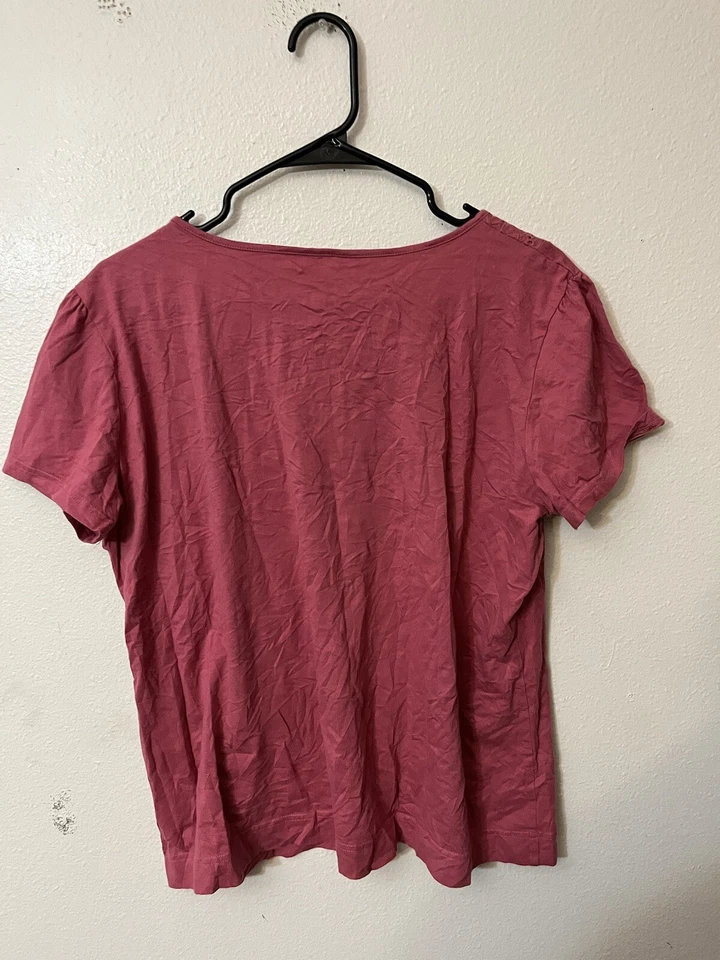 Van Heusen para ella Talla Grande Rosa Blusa Camiseta Algodón Manga Corta, Henley Foto 3 de 4