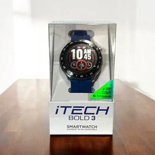 iTech Bold 3 Smart Watch Fitness Tracker Unisex Bluetooth Blue Silicone Strap