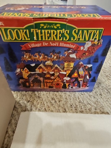 Vintage Look! There's Santa" Lighted Christmas Village Noma 1995 Original Box - Picture 2 of 3