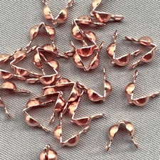 Closed Loop Clamshell End Crimps 7.5x4mm Rose Copper Plated Steel Q24 Per Pkg