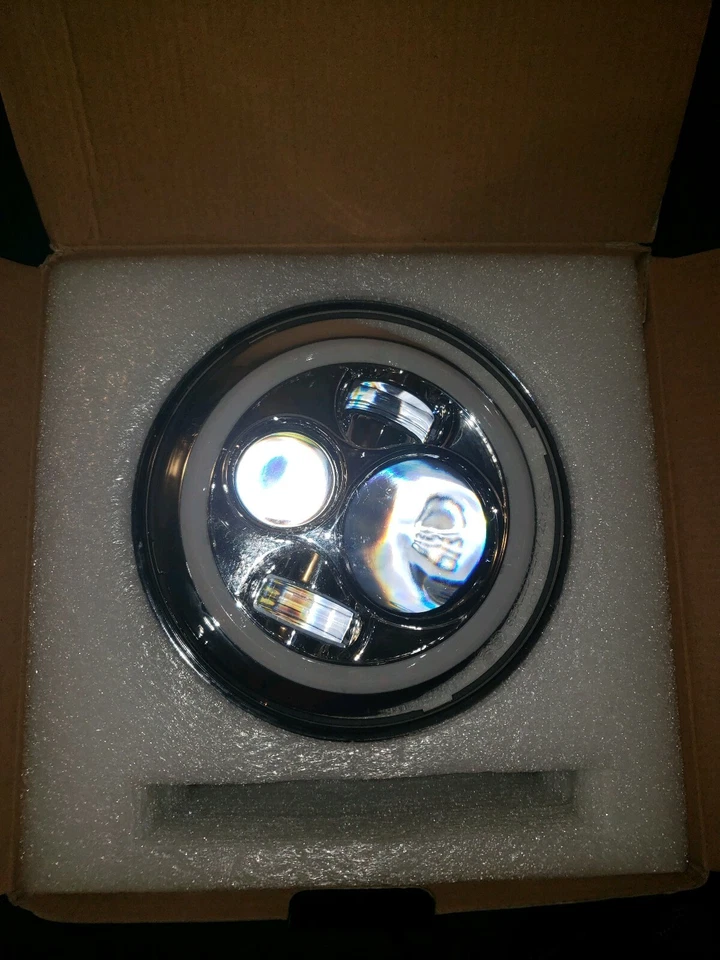DOT 7inch Round LED Headlight /w Halo Angle Eyes Fit Jeep Wrangler JK LJ TJ - Image 2 of 4