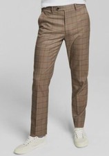  135 Alfani Men's Brown Slim-Fit Plaid Stretch Trousers Dress Pants Size 30W 32L