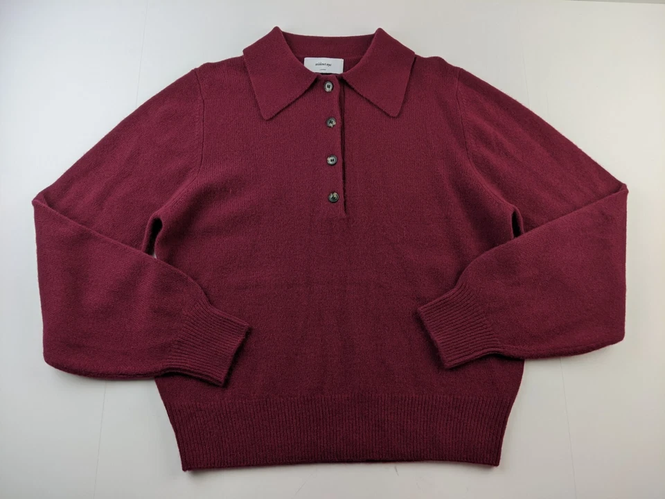 SOLD OUT NYC The Signature Polo in Wine Wool Sweater Women M L Collared - Image 3 of 4