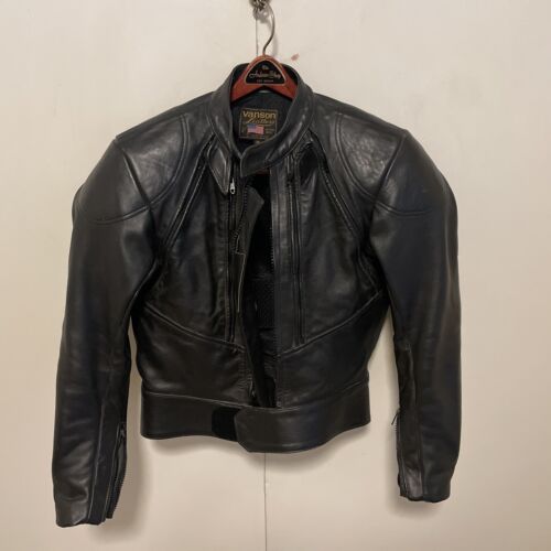 Vintage Vanson Cuir Veste Moto Homme S - Afbeelding 1 van 20