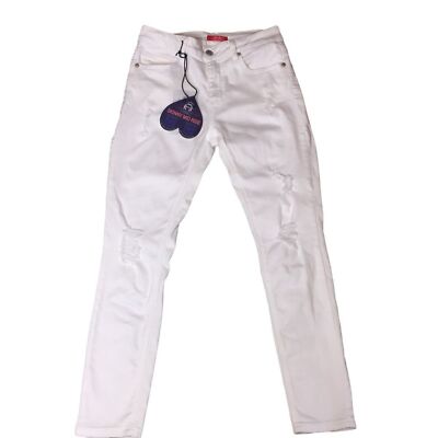 New HH Jeans Distressed White Skinny Leg Mid Rise Soft Stretch Size 9 Summer