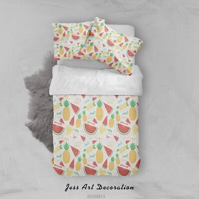 3D Watermelon Pineapple Pattern Quilt Cover Set Bedding Sets Pillowcases Queen