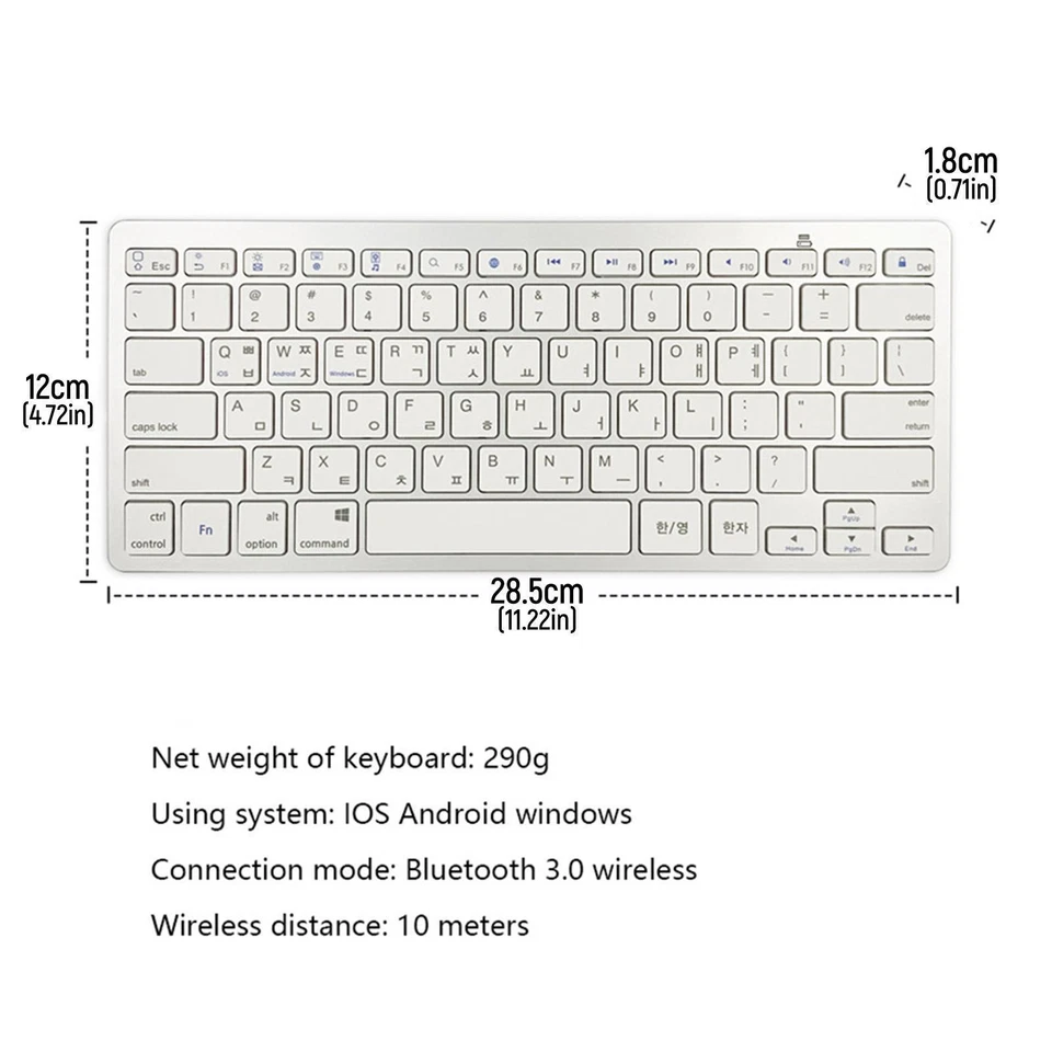 Mini Korean 78 Keys Wireless Bluetooth Keyboard for iOS Android Compact - Image 3 of 4