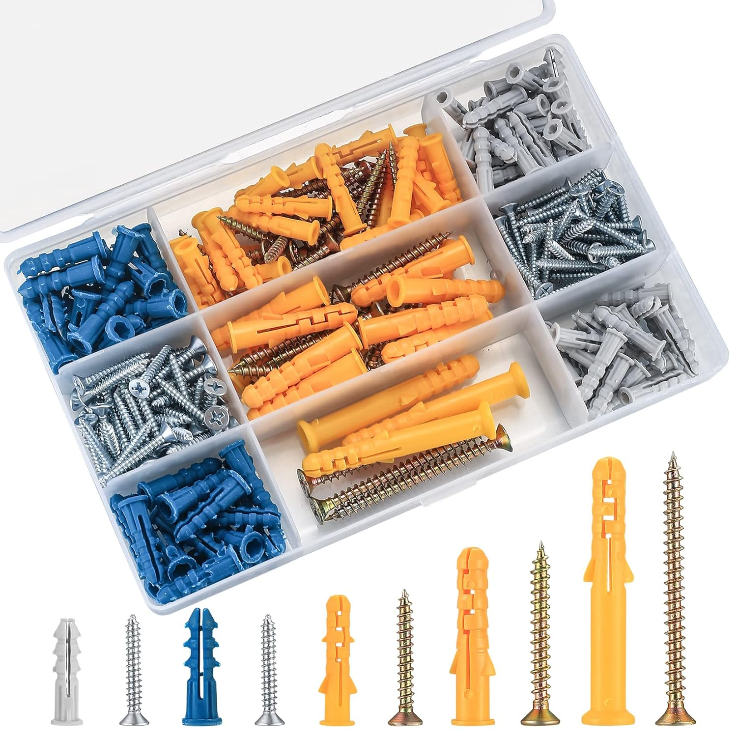 240 Pcs Drywall Anchors & Screws Kit - Self-Tapping Phillips Flat Head Fasteners for Secure Mounting
