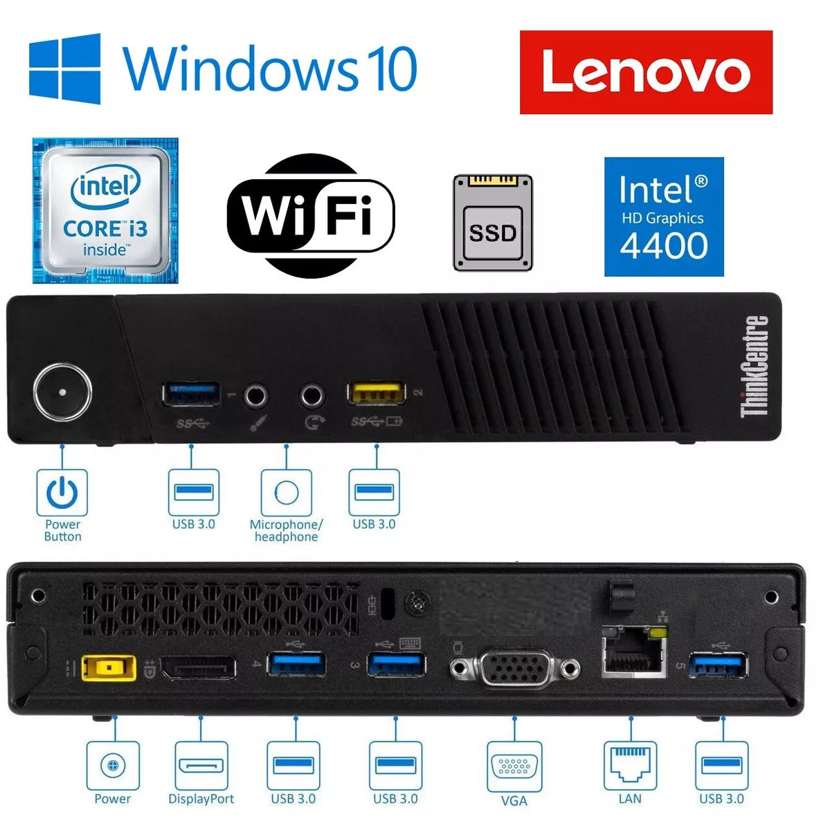 excitation Sentimental barm Lenovo Tiny Mini MICRO PC i3 2.8GHz 8GB RAM 1TB SSD WIN 11 WIFI COMPUTER |  eBay