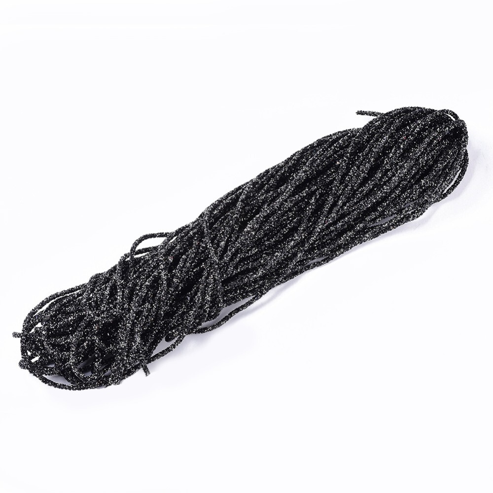 1 YD - Black Silver Rhinestone Glitter Tubing Rope Cord - 6mm Thick ...