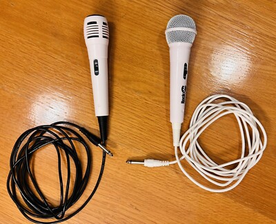 x2 Rock Jam / Karaoke Mikrofone voll funktionsfähig guter Zustand weiß
