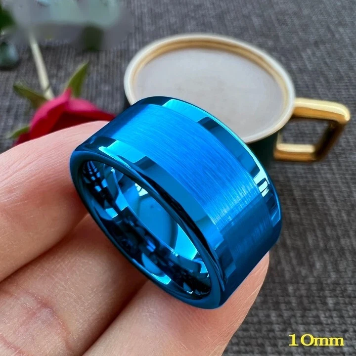 10/12MM Polished Brush Flat Tungsten Carbide Ring Band Wedding Ring Comfort fit - Image 4 of 4