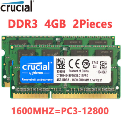 Crucial 8GB DDR3 1600 PC3-12800 Laptop SODIMM 204-Pin