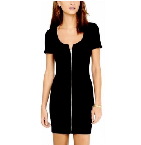 Express Dress Riddled Bodycon With Gold Front zipper Size Small Black
