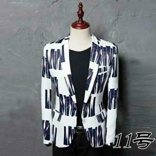 Herren chinesischer Stil Blumendruck Revers Mantel Jacke schmale Passform lässig Langarm - Bild 21 von 51