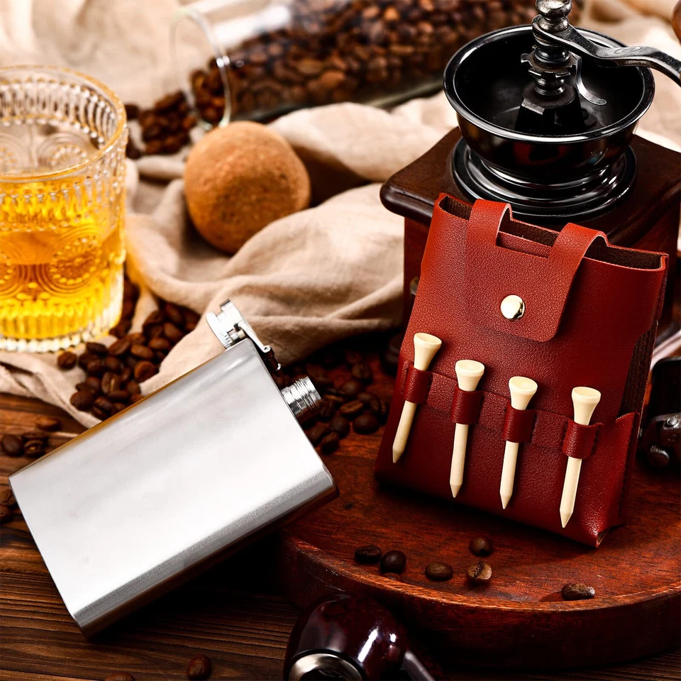 Remerry Golf Flask Gift Set 7 oz Stainless Steel Flask with Leather Case Golf Ac - Image 3 of 4