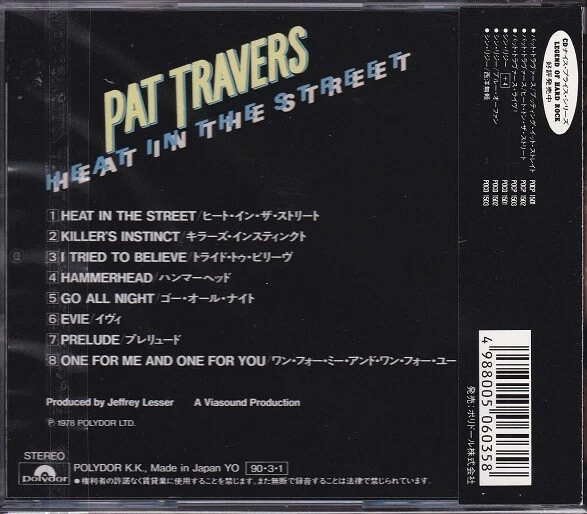PAT TRAVERS / HEAT IN THE STREET * NEW CD JAPAN 1979 * NEU - Bild 2 von 4