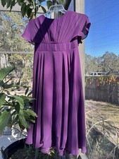 JJ's House A-line Scoop Neck Asymmetrical Chiffon Junior Bridesmaid Dress Purple