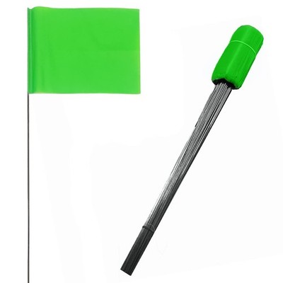 100 Pack Marking Flags 4-Inch by 5-Inch Stake Flags with 16-Inch Wire Staffs ...