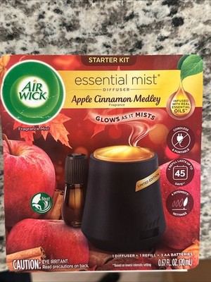 Air Wick Essential Mist Diffuser Apple Cinnamon Medley Glows As It Mists