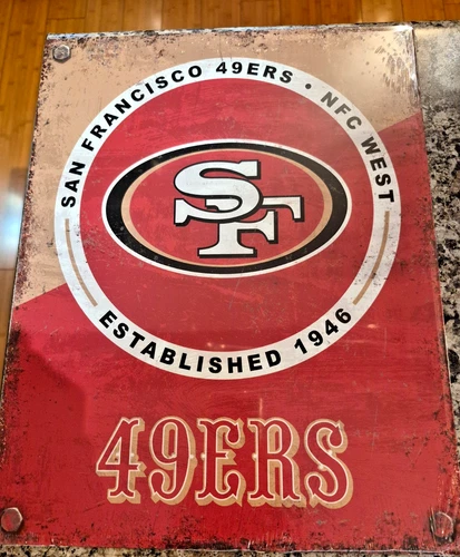 San Francisco 49er Tin Wall Hanging Metal Sign Plaque Football Decor New 16x12