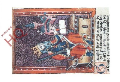 Postkarte::Wohltäter des Klosters St Albans, König Offa und St Albans