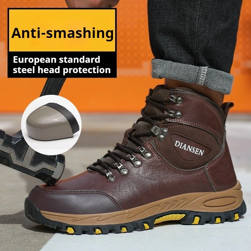 Waterproof Work Boots Safety Steel Toe Shoes Indestructible Protective Shoes Men