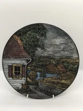 Byron Molds 1980 (Pat 92) - Ceramic 3D Collector Plate - House at the Lake Scene