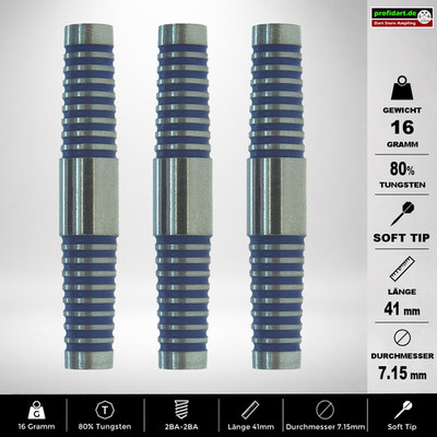     Dart Darts Barrel Barrels Griffstück Soft 80% Tungsten 41x7,15 mm 16g 16 gr