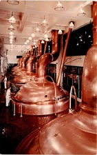 Miller High Life brewhouse, chrome, copper, custom-made kettles, Postcard