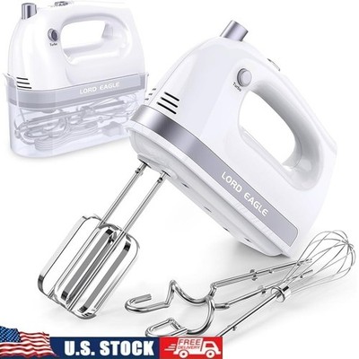 5 Speed Hand Mixer Turbo Boost Powerful Motor Stainless Steel Accessories New