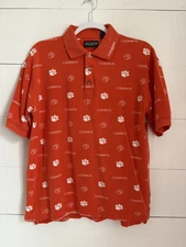 Chiliwear AOP Clemson Tigers Mens Medium Orange Performance Polo Shirt Golf Paw