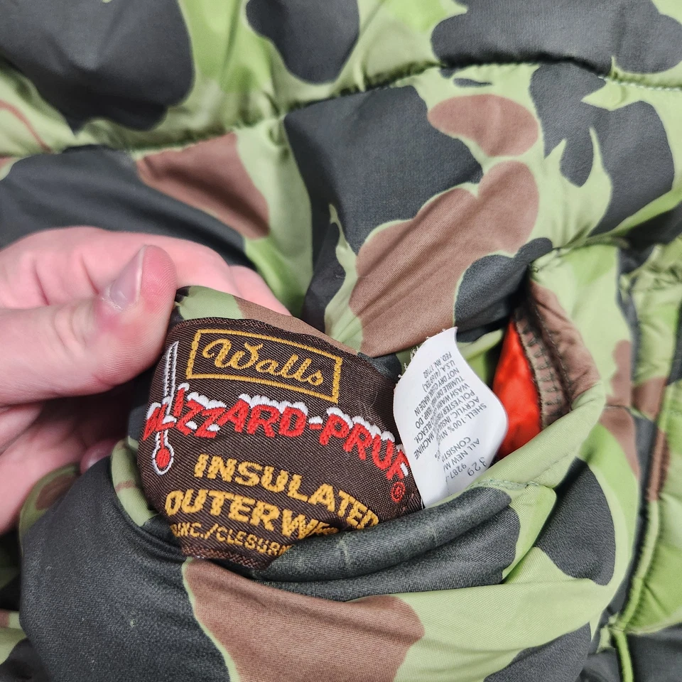 Jaqueta camuflada vintage Walls masculina grande nevasca Pruf pato camuflagem buffer anos 80 sapo - Imagem 3 de 4