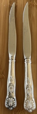 Reed & Barton 2 Steak Knives Kings Silverplate Hotel Ware Fairmont Mirrorstele