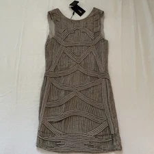 Animale Vestido Archi Beaded Cocktail Dress Cinza Gray Size 36 (US 4) NWT Brazil
