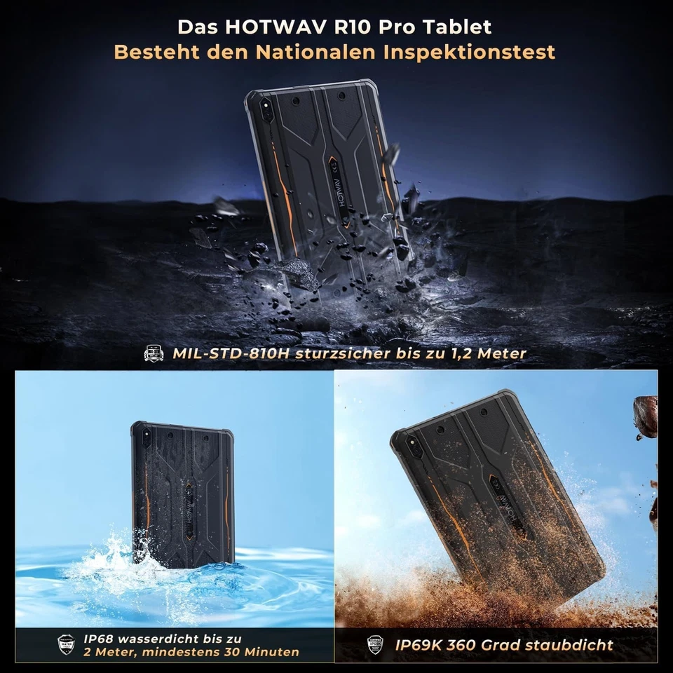 HOTWAV R10 Pro Outdoor Tablet 10800mAh 20GB+256GB Waterproof Tablet ohne vertrag - Bild 2 von 4