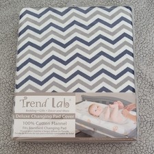 Trend Lab 100 Cotton Flannel Changing Pad Cover Gray White Navy Fits Standard