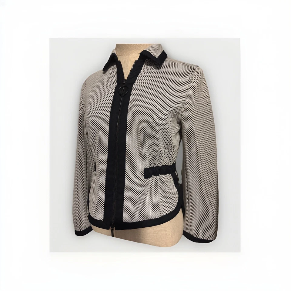 Chaqueta de malla Akris •punto cremallera frontal azul marino/blanco talla 4 Foto 3 de 4