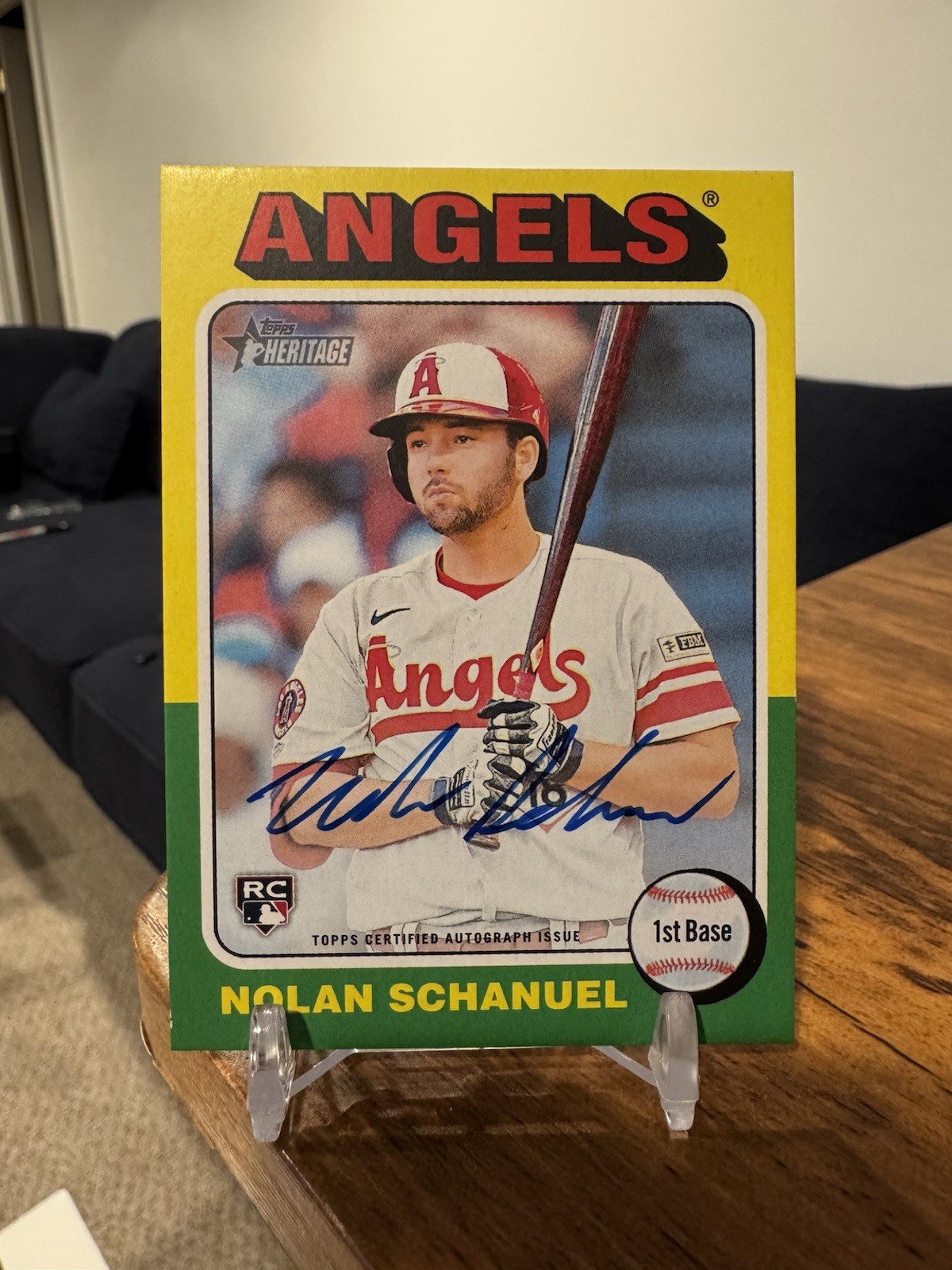 2024 Topps Heritage ROA-NS Nolan Schanuel Rookie RC On-Card Auto LA Angels