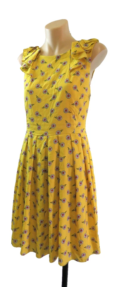 DANGERFIELD Women Size 14 L Dress Floral Sleeveless Fit Flare Pleated Retro Work - image 2 of 4